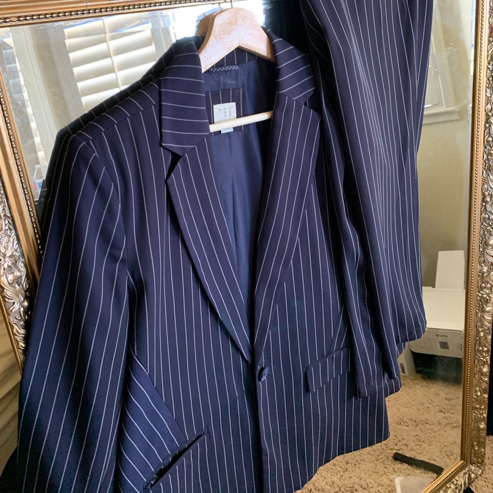A new day pinstripe navy blue suit co ord